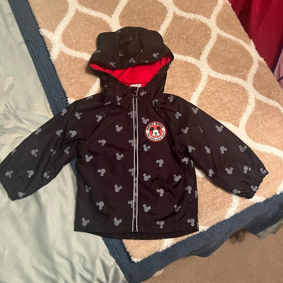 Disney Jackets & Coats Disney Mickey Mouse Black And Red Hooded Rain Jacket Toddler Boy 2t